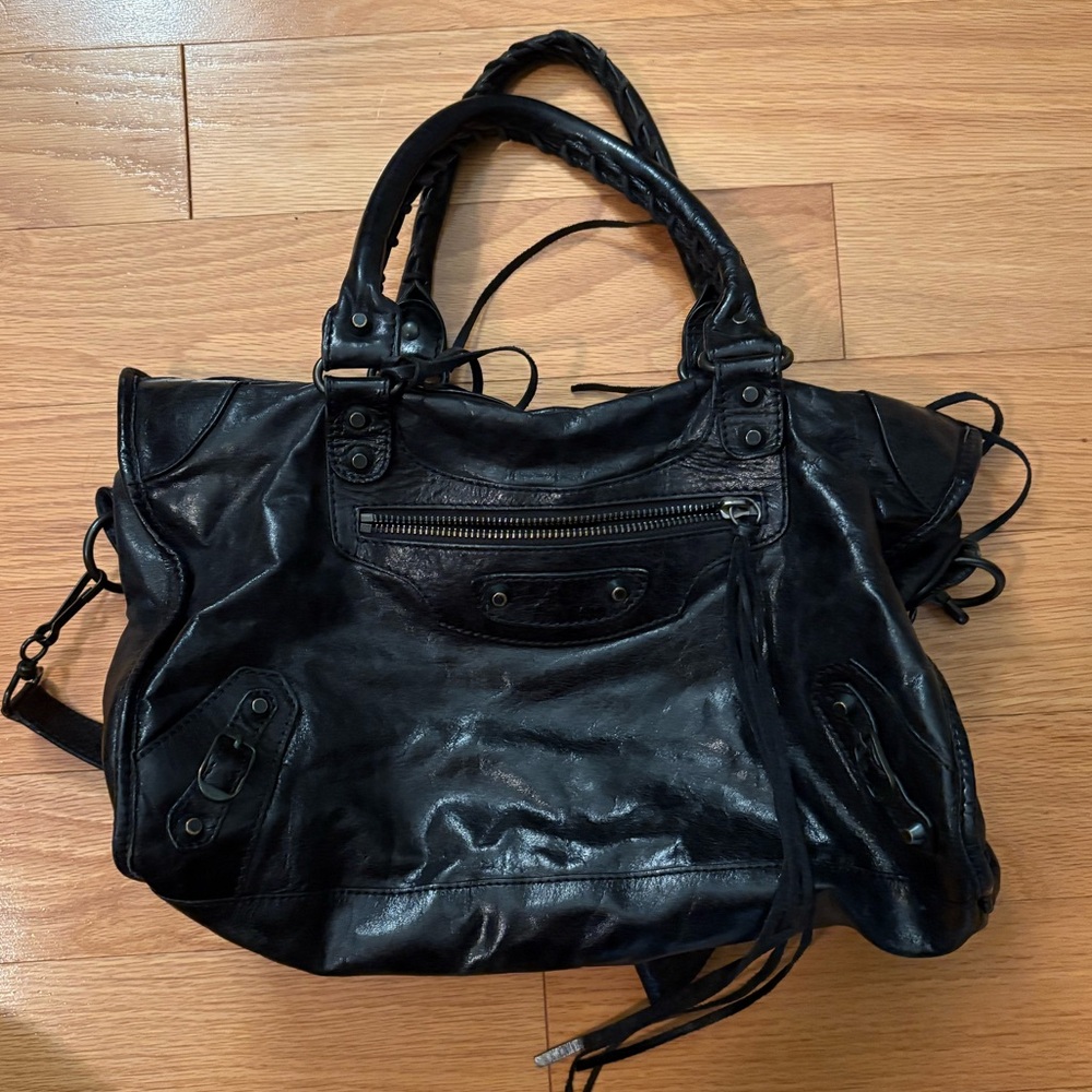 Balenciaga Le City Matte Black Lambskin Bag with Brass Hardware, 2016